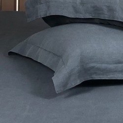 Pillowcase Oxford Linen Atlanta Charcoal Close View