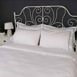 Duvet Cover Egyptian Cotton 200 Thread Count Percale Porto Blue trim