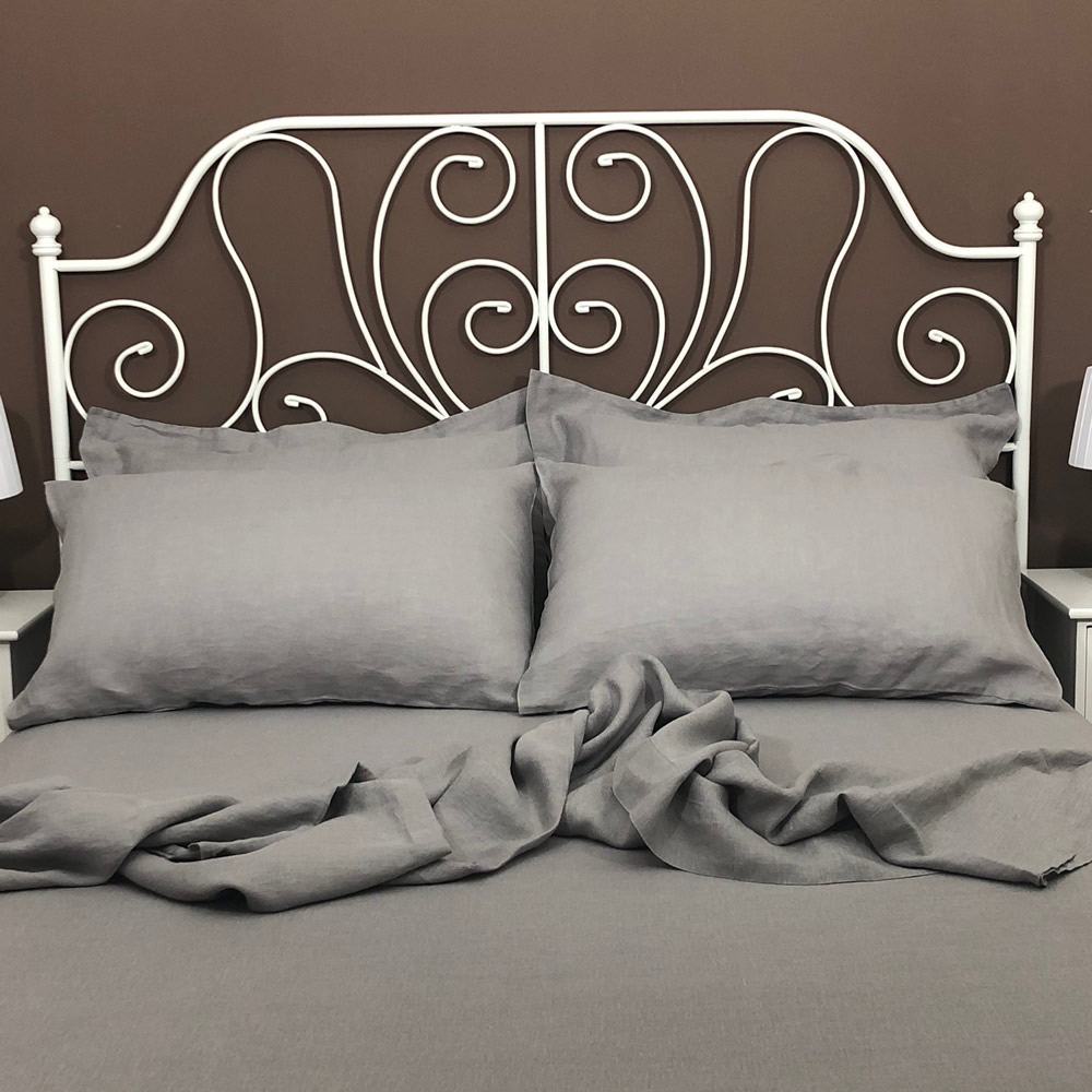 Grey flat sheet Atlanta Colours linen luxury bedding