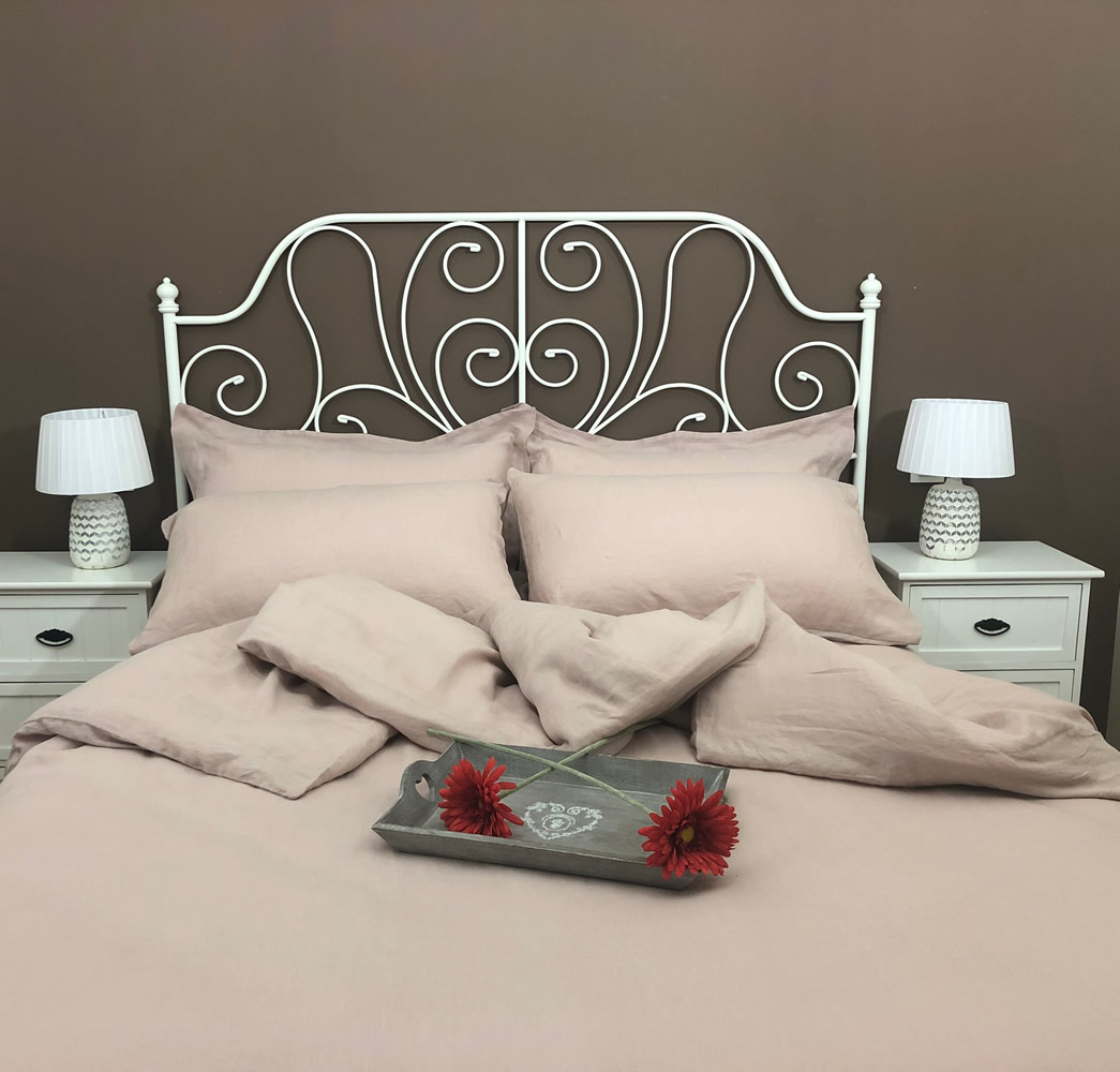 high quality linen flat sheet in a pink rose colour